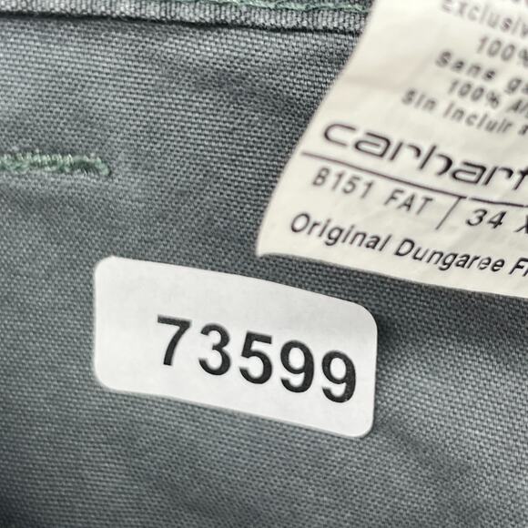 CARHARTT Pants Men 34x30 B151 Carpenter Dungaree Fit Utility Cotton Canvas Gray - Picture 15 of 15